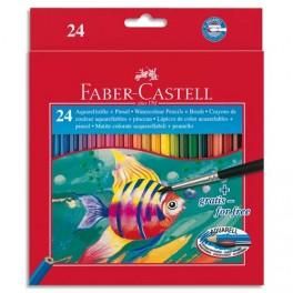 FABER CASTELL ETUI DE 24 CRAYONS DE COULEURS AQUARELLABLES ASSORTIS (+1 PINCEAU)