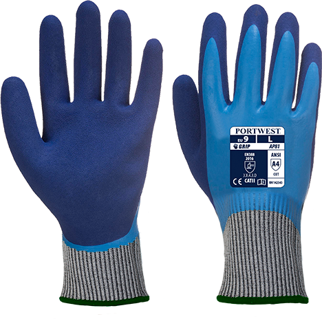 Gant anti-coupures bleu XL AP81B4RXL - Protection maximale contre les liquides et forte résistance aux coupures_0