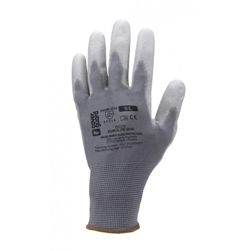 Gants EUROLITE 6030 polyester gris J13 paume enduite PU gris *CAR* - COVERGUARD | MOP6030_0