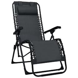 Helloshop26 - Chaise pliable de terrasse textilène noir 02_0011895 - noir 3000653147760_0