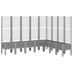 Helloshop26 - Jardinière bac lit surélevé plantes fleurs terrasse jardin avec treillis clair 200 x 160 x 142 cm PP gris 02_0038353 - 3000214182926_0