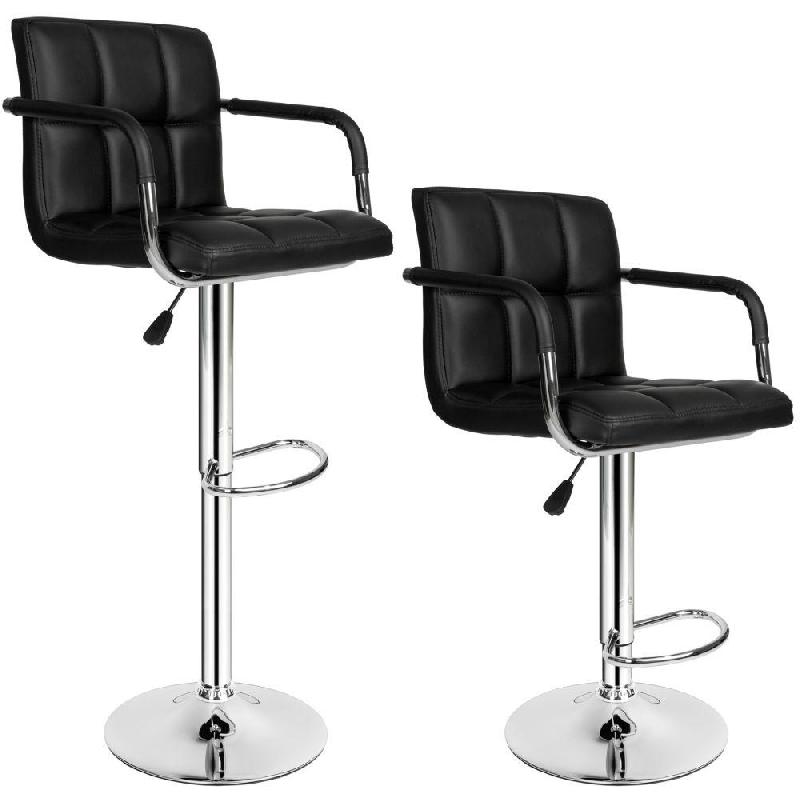 Lot de 2 tabourets de bar - hauteur réglable - design moderne noir - Helloshop26 1208006_0