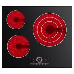 Plaque de cuisson vitrocéramique CDV 60 cm 3 zones 9 niveaux, commande tactile 5700 W CDVER573 - noir céramique CDVER573_0