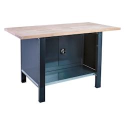 PROREGAL Etabli BUFFALO WOOD avec Armoire | HxLxP 86,5x150x75cm | Capacité de Charge 1000kg | Anthracite - noir métal PR_RS157-69_0