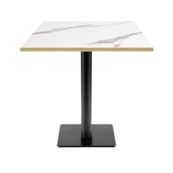 Restootab - Table 70x70cm - modèle MilanT marbre blanc chants laiton - blanc TB-MIT-7070M-MB.BLA-LAI_0