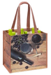 Sac cabas réutilisable - recyclable - en polypropylène tissé avec lamination, Options 6 porte-bouteilles - Réf FRAAUNBO1P_0