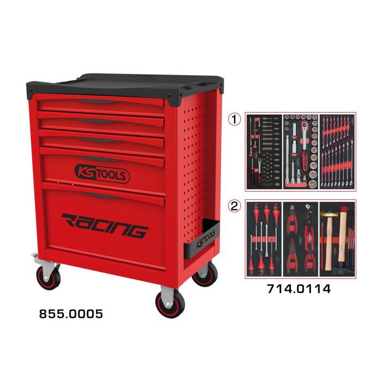Servante RACING 5 tiroirs équipée de 114 outils - KSTools | 855.5114_0