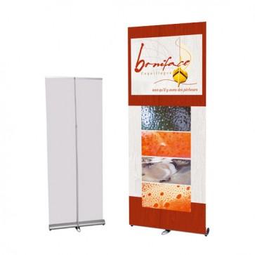 Stand rollup style - kakémono design avec mât télescopique et supports biodégradables ou M1_0