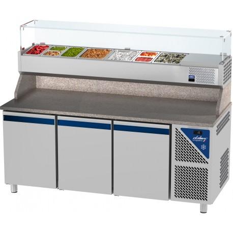 Table à pizza positive 0/+10°C - GN 1/1 - 460L - 3 portes pleines - profondeur 700mm - Dalmec - PZ70314-2_0
