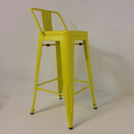 Tabouret de bar en metal factory avec dossier - jaune mat - h.Assise 68cm_0