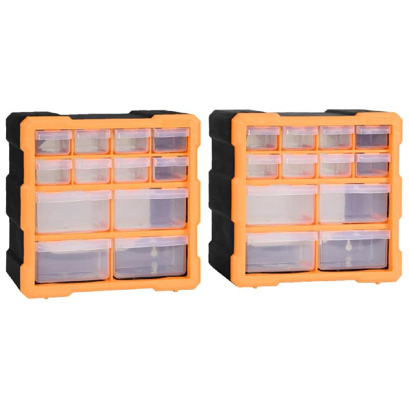 Vidaxl organisateurs multi-tiroirs avec 12 tiroirs 2 pcs 26,5x16x26 cm 147581_0