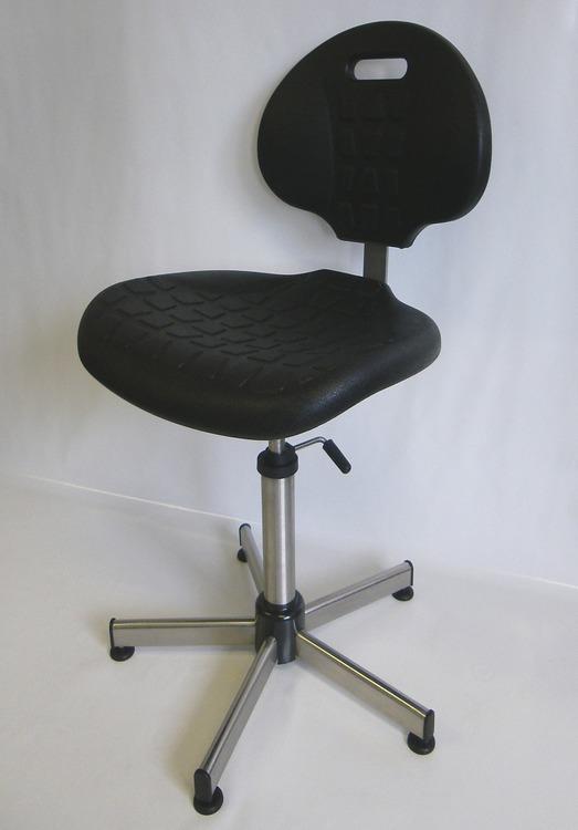 Tabouret de bureau 67vm - siège inox réglable en hauteur par vérin mécanique - dossier et assise en polyuréthane résistant_0