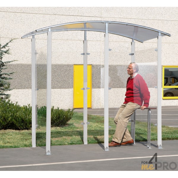 Abri fumeurs en métal zingué - bardage en polycarbonate - 2,5 x 1,4 m - Hauteur 2,3 m_0