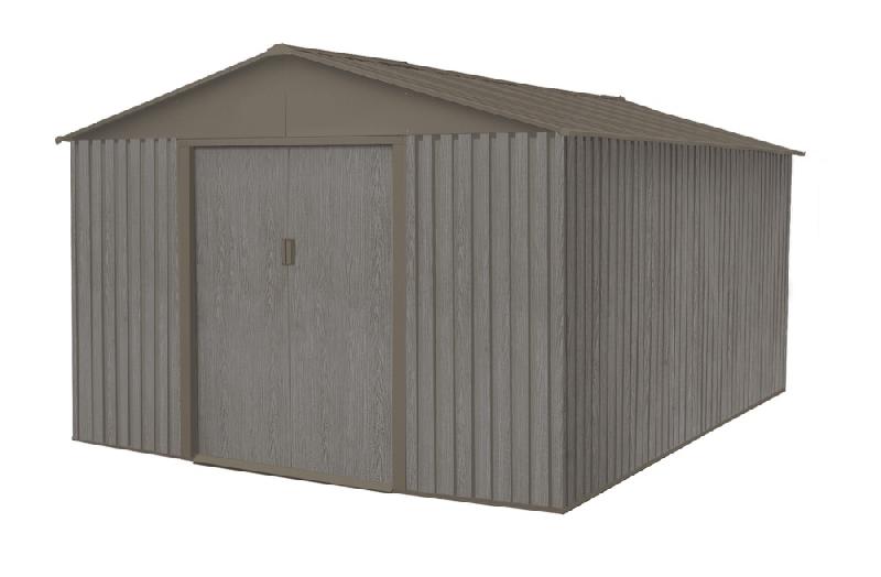 Abri jardin métal - aspect bois vieilli 1014 - 13,51 m² - gris_0
