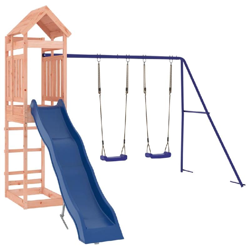 AIRE DE JEUX D\'EXTÉRIEUR BALANÇOIRES TOBOGGAN PORTIQUES ROBUSTE JEUX JARDIN 320 X 349 X 238 CM BOIS MASSIF DE DOUGLAS 02_0004746_0