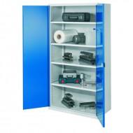 Armoire haute charge lourde sans paroi de séparation. Charge admissible 1,65t. H1950xl1000xp600mm. Portes coloris bleu gentiane ral 5010. Avec 4 tablettes_0