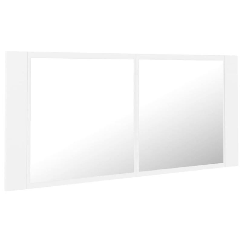 ARMOIRE SALLE DE BAIN À MIROIR LED 100 X 12 X 45 CM ACRYLIQUE BLANC 02_0006648_0