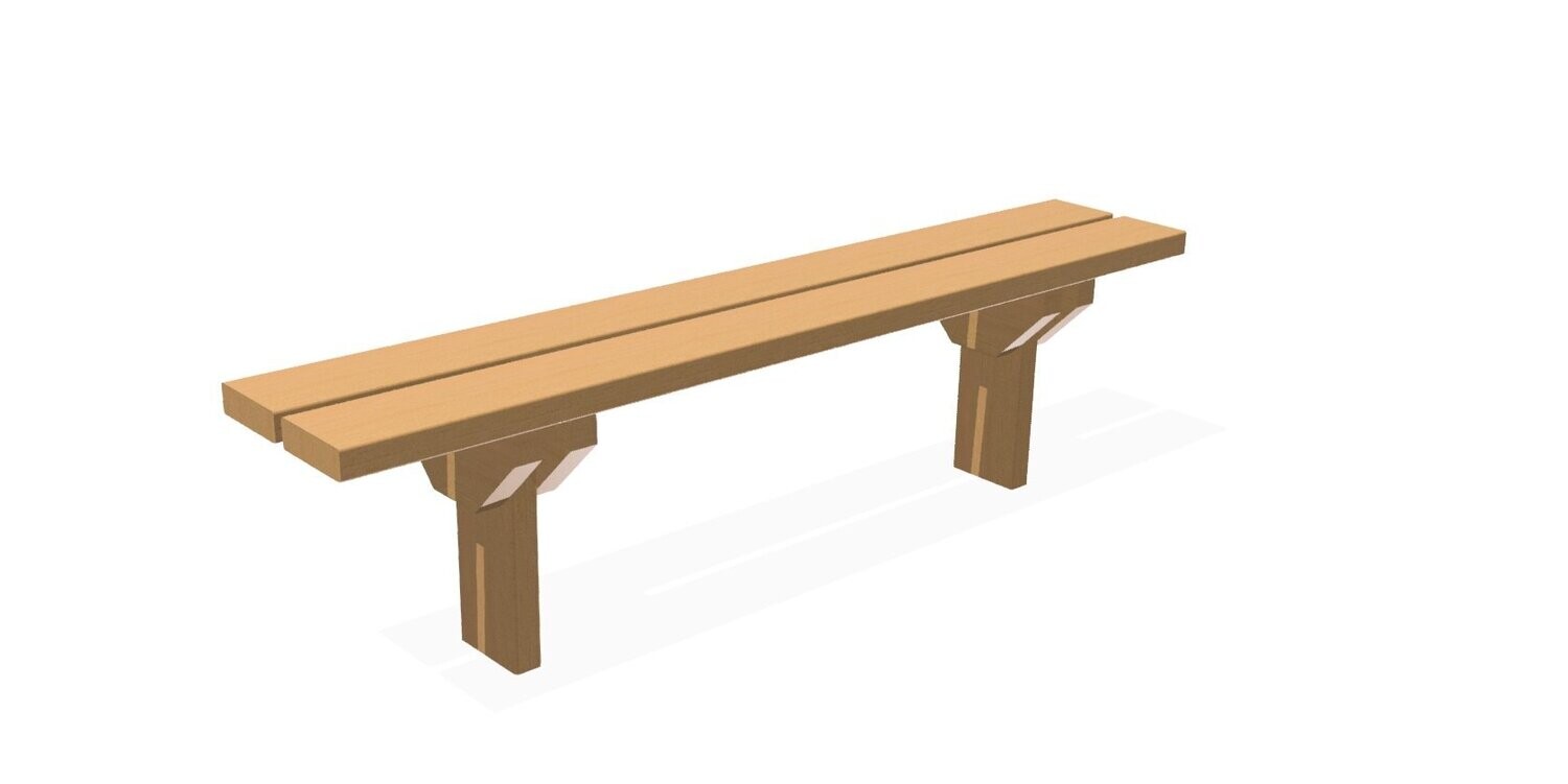 Banc sans dossier en bois traité Classe IV - Référence MUB24 - Longueur 1m70 - À sceller_0