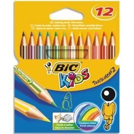 BIC ETUI DE 12 CRAYONS DE COULEUR TROPICOLOR2 (VERSION SANS BOIS)-COLORIS ASSORTIS