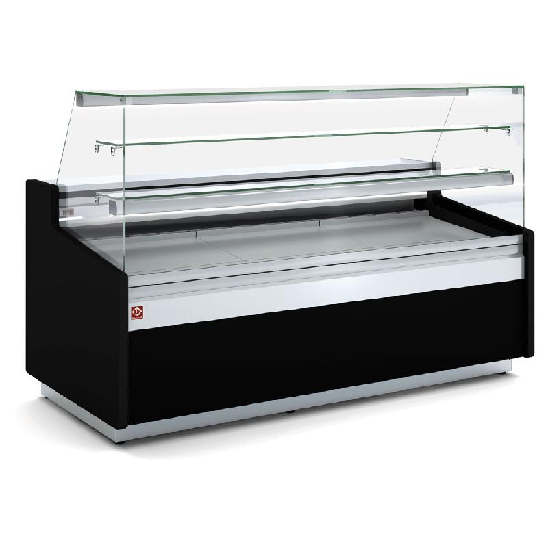 Comptoir réfrigérée positif vitrine ventilé vitre pâtisserie avec réserve noir - ATL/20-PV-B5_0