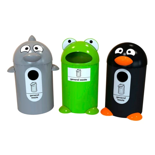 Corbeilles ludiques Sévana - Poubelle Buddy 55L Dauphin, 55L Pingouin et 75L Grenouille_0