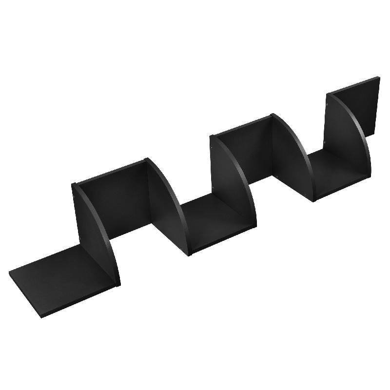 ÉTAGÈRE MURALE ZIG ZAG DESIGN RÉTRO NOIR MAT 03_0001787_0