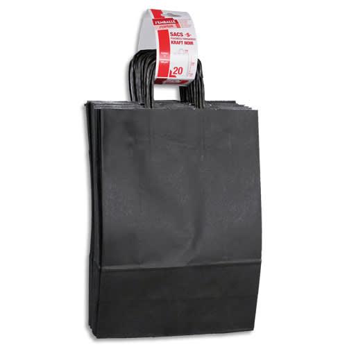 Gpv paquet de 20 sacs à anse torsadée kraft noir 100gr/m². Format 33x24x11cm (s) fsc-m_0