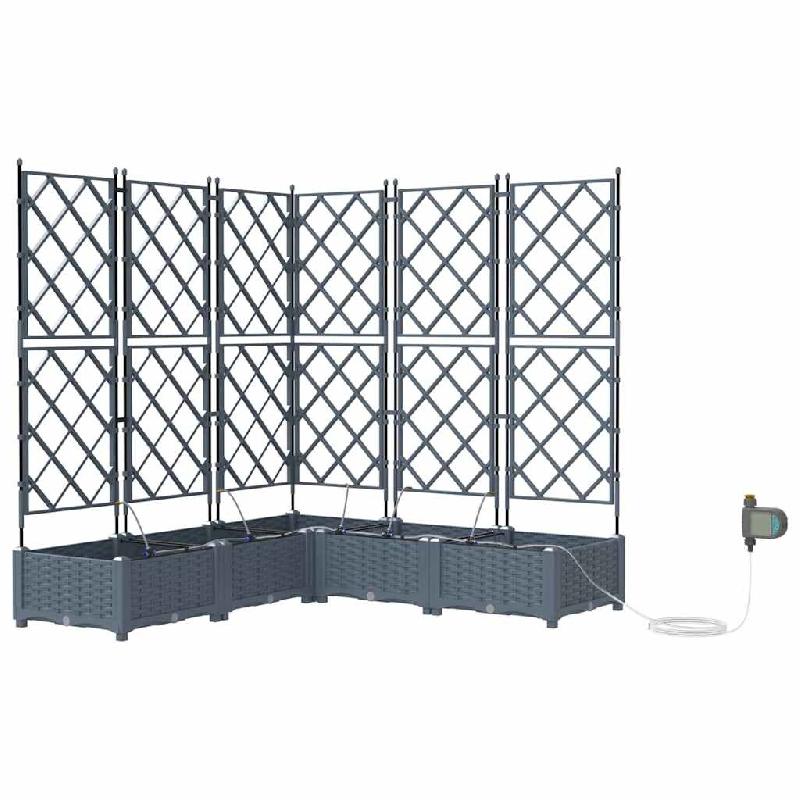 Helloshop26 - Lot de 5 cache-pots jardin moderne minimaliste extérieur 120 x 120 x 126 cm en acier gris clair 02_0058599 - gris acier 3000240678684_0