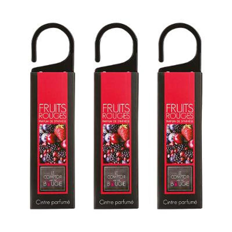 LOT DE 3 CINTRES PARFUMÉS SUSPEND 17CM FRUITS ROUGES - PARIS PRIX_0