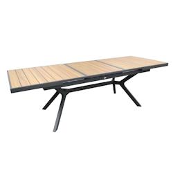 Oviala Business Table de jardin extensible 187/250 cm en aluminium et effet bois - gris 112112_0