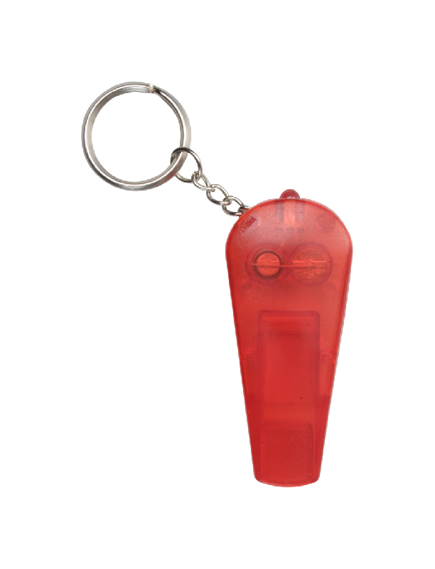 Porte-clés publicitaires - lampe/sifflet en plastique frosty - couleur rouge - poids 12g_0