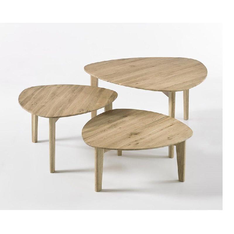 Set de 3 tables basses Colmar - chêne noueux massif - dimensions modulables_0