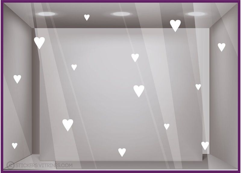 Sv109 l57 x h29 r031 - Adhésif pour vitrine - Stickers vitrines - Petits cœurs - Dimensions 57 x 29 cm_0