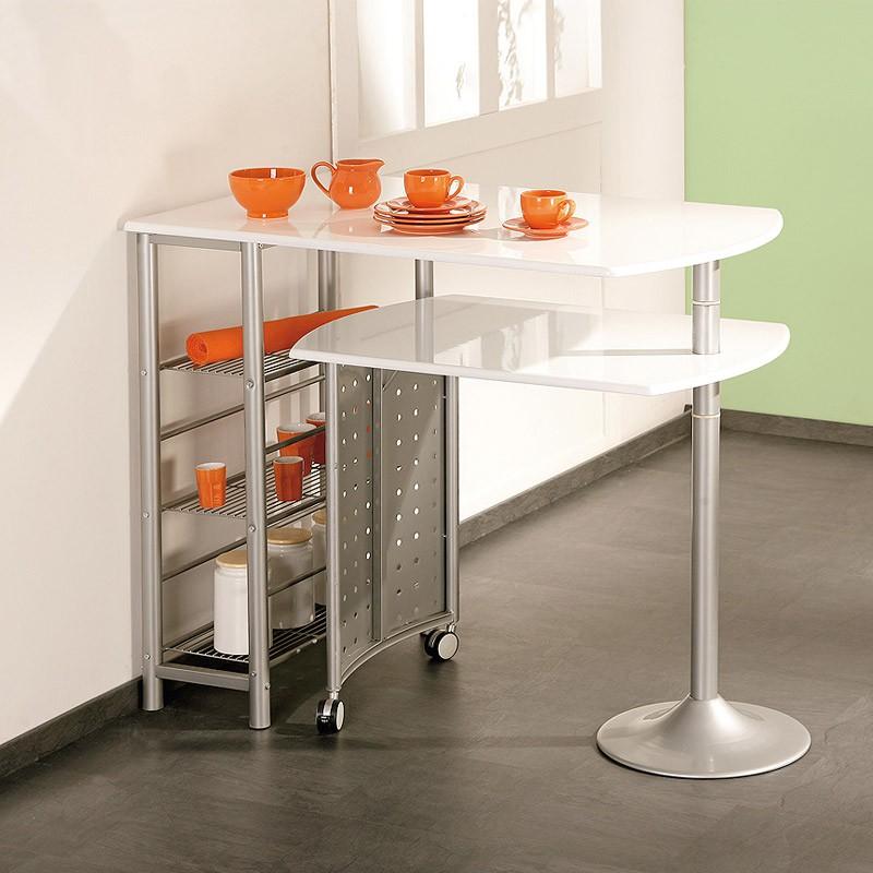 Table de bar pivotante métal Moove 183 cm blanc - Paris Prix - finition laqué blanc et table d'appoint pivotante_0