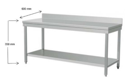 Table inox adossée 700 x 600 x 850 mm saro_0