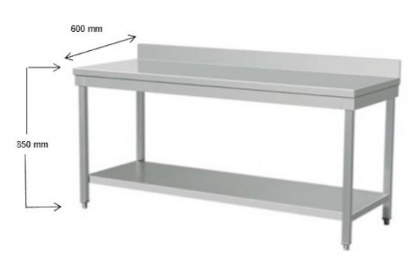 Table inox adossée et démontable SARO 700 x 600 x 850 mm - plan renforcé, étagère inférieure et pieds réglables_0