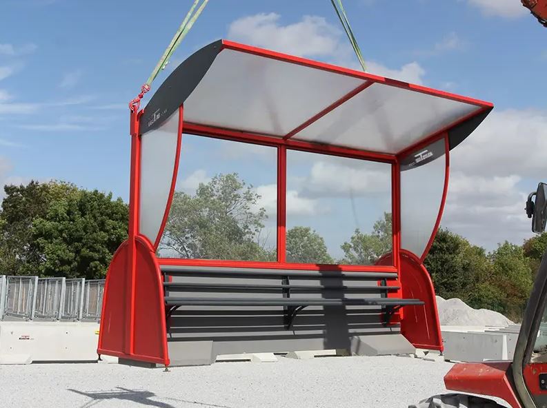 Abri bus mobile, provisoire, auto-stable avec banc incorporé_0