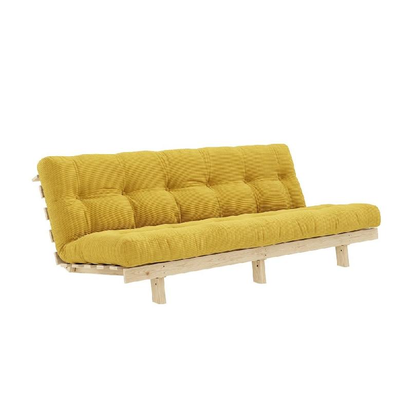 BANQUETTE CONVERTIBLE FUTON LEAN PIN COLORIS MIEL COUCHAGE 130*190 CM._0