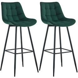 CLP Lot de 2 tabourets de bar Dartford Vert/Velours - vert textile 325341_0
