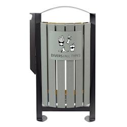 Rossignol - Corbeille 2x60L recyclable - non recyclable avec cendrier 3L ARKEA ETIK - jaune acier 59315_0