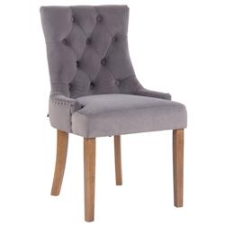 Décoshop26 - Chaise de salle à manger x1 design antique capitonné en velours gris avec 4 pieds en bois clair 10_0001941 - gris 3000250750592_0