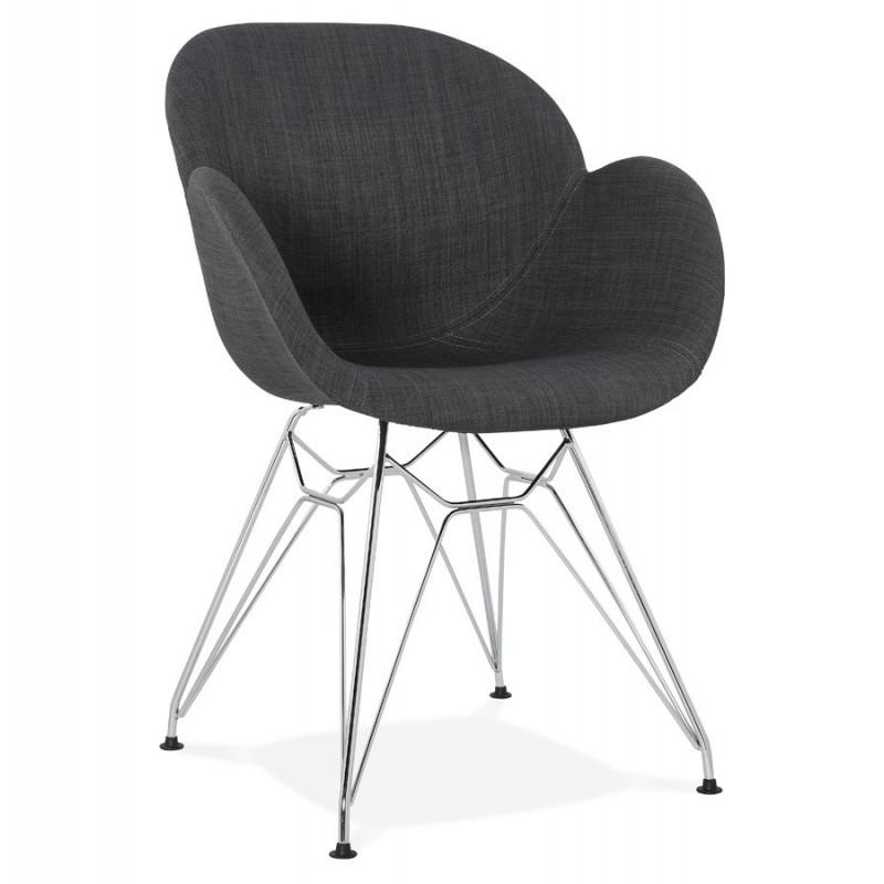 Fauteuil design Arigato 82 cm gris foncé - Tissu & métal chromé - Paris Prix_0