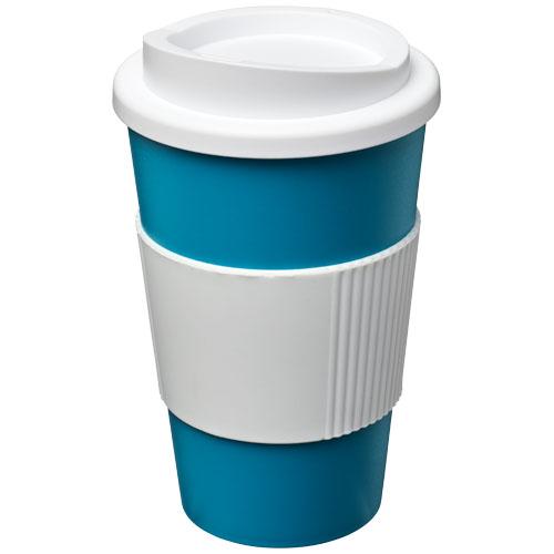 Gobelet isolant Americano® 350 ml avec bandeau antidérapant - double paroi, couvercle à visser, plastique PP et silicone_0