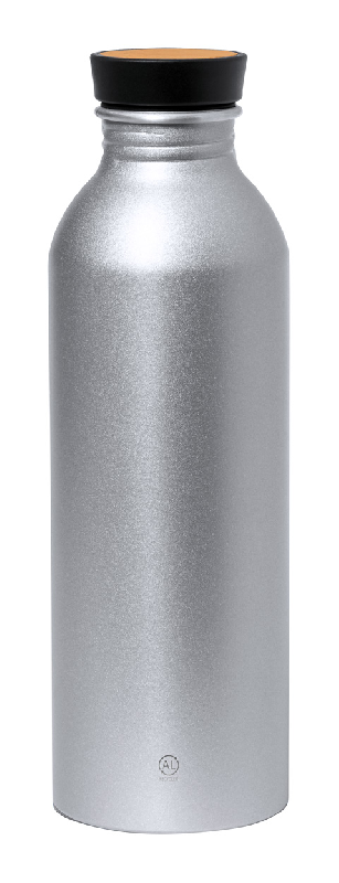 Gourde de sport en aluminium recyclé - 550 ml avec couvercle en bambou - couleur argentée_0
