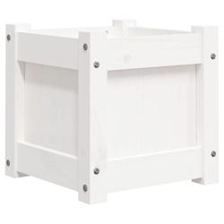 Helloshop26 - Jardinière bac lit surélevé plantes fleurs terrasse jardin 31 x 31 x 31 cm bois de pin massif blanc 02_0037499 - 3000214255064_0