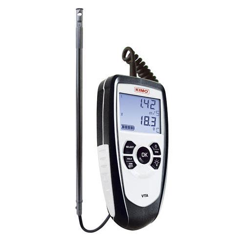 Thermo-anémomètre à fil chaud - Vitesse 0.15-30 m/s - Température -20 à +80°C - Écran 2 lignes - KIMVTA_0
