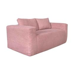 Oviala Business Oviala Canapé 2 places en tissu côtelé avec coussins rose - rose textile 114171_0