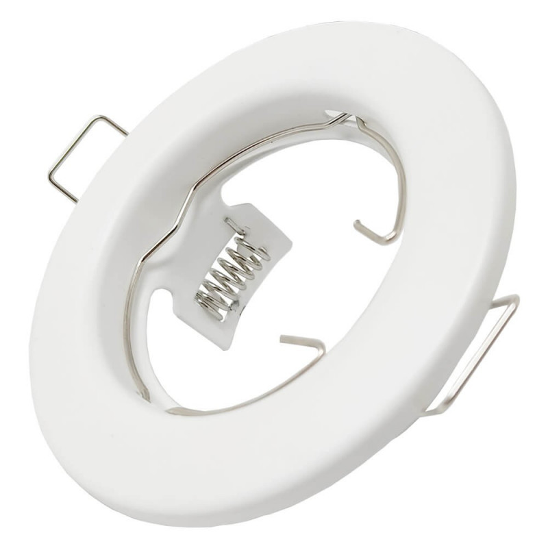 Pack de 2 anneaux d'encastrement ronds fixes blancs - acier laqué pour LED GU10 - réf ANOFB_0
