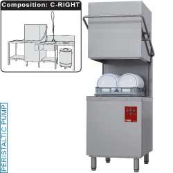 Pack lave-vaisselle à capot Fast Wash - table de prélavage droite avec douchette, table de sortie et poubelle inox - DK7/6/C-D_0