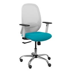 Piqueras y Crespo Silla Cilanco blanca malla blanca asiento bali turquesa brazo regulable base cromada ruedas parqué - bleu multi-matériau 354SBM10B_0